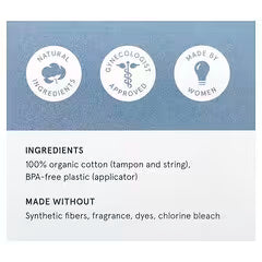 iHerb - Lola, Organic Cotton Tampons with Plastic Applicators, Regular, 20 Tampons(Pack of 3)