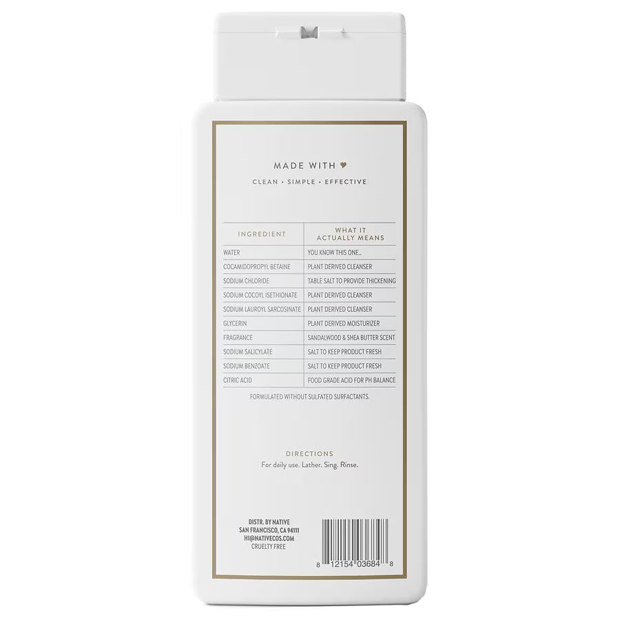 Walgreens - Native Body Wash (Pack of 2), Sulfate Free, Naturally Derived Ingredients, 24 Hour Freshness Sandalwood & Shea Butter, 18.0 fl oz