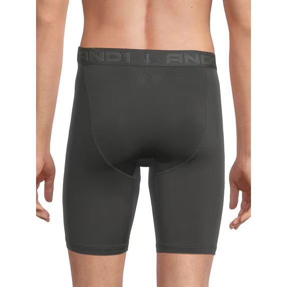 AND1 Men's Underwear Pro Platinum Boxer Briefs, 6 Pack, 9"