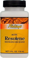 Fiebing's Acrylic Resolene (4 oz) - Protective Acrylic Leather Finisher - Glossy Finish Top Coat for Dyed & Polished Leathercraft - Flexible, Durable, Water Resistant for Boots, Couch, Purse (Neutral)