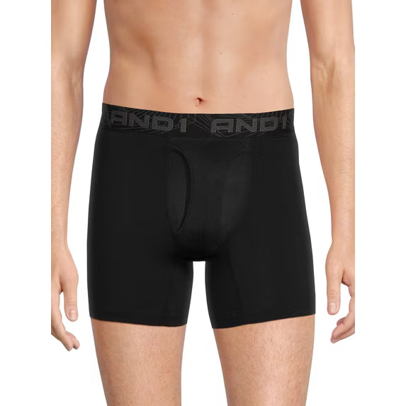 AND1 Men's Underwear Pro Platinum Boxer Briefs, 6 Pack, 6"