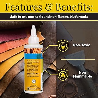 Fiebing's Leathercraft Cement - 4 oz Leather Glue Adhesive - Quick Drying, High Strength, Flexible, Permanent Bonding Leather Repair for Jackets, Shoes, Furniture, Purse - Non-Toxic & Non-Flammable
