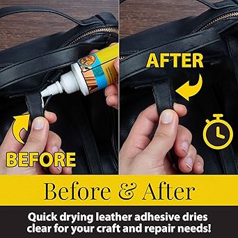 Fiebing's Leathercraft Cement - 4 oz Leather Glue Adhesive - Quick Drying, High Strength, Flexible, Permanent Bonding Leather Repair for Jackets, Shoes, Furniture, Purse - Non-Toxic & Non-Flammable
