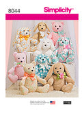 Simplicity Sewing Pattern Two-Pattern Piece Stuffed Animals