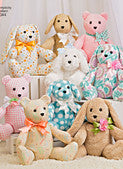 Simplicity Sewing Pattern Two-Pattern Piece Stuffed Animals