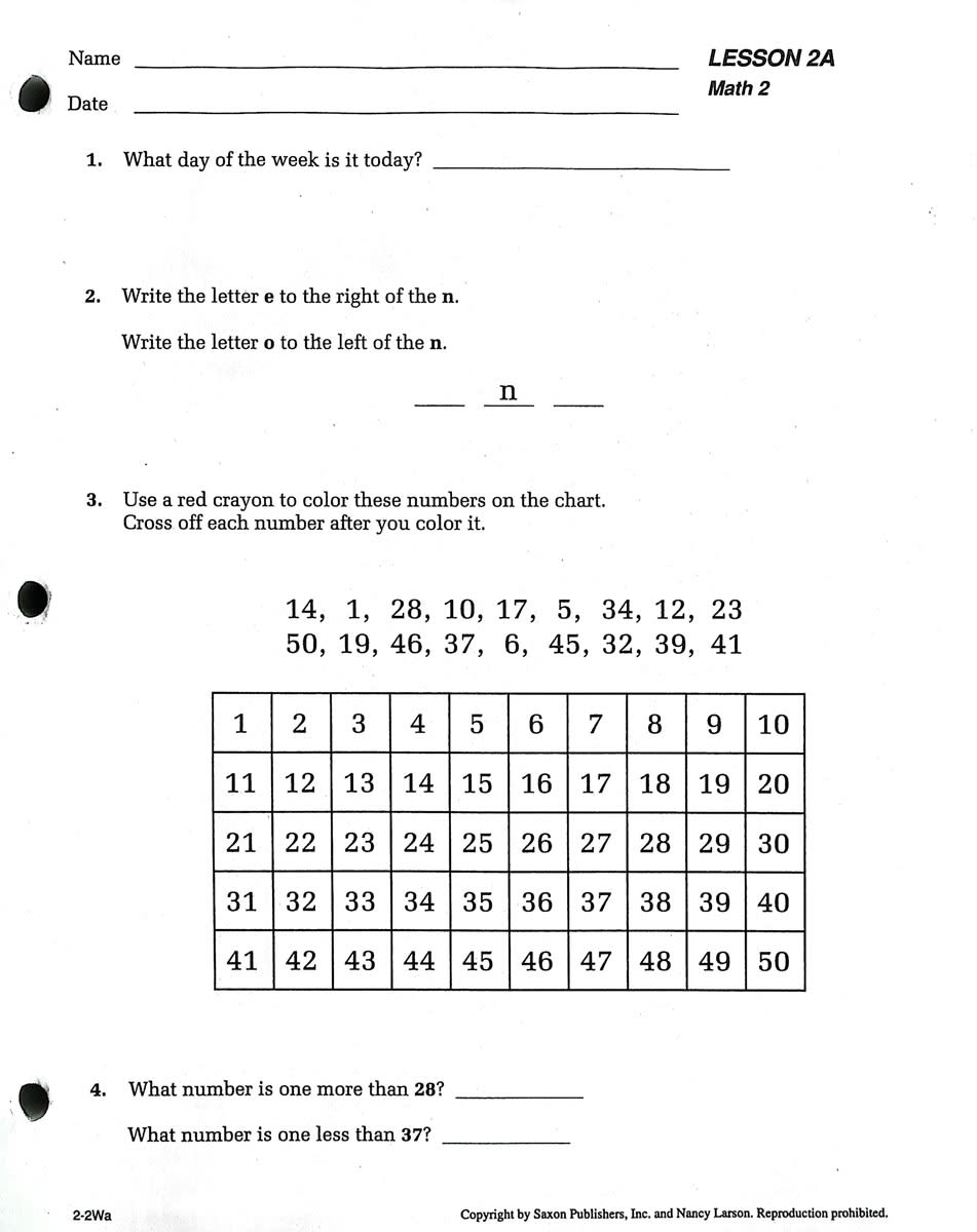 Saxon Math 2 Student Workbooks / Fact Cards