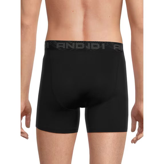 AND1 Men's Underwear Pro Platinum Boxer Briefs, 6 Pack, 6"