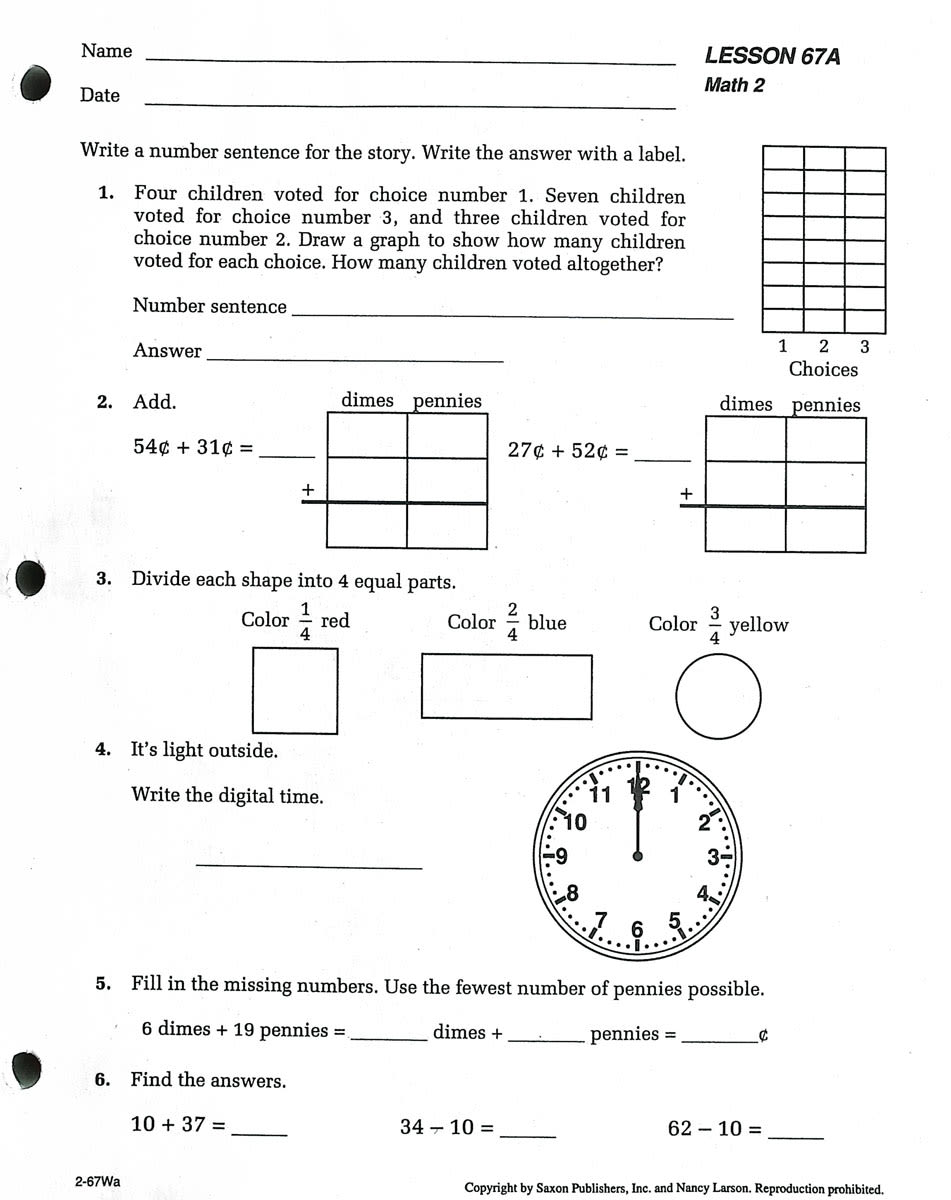 Saxon Math 2 Student Workbooks / Fact Cards
