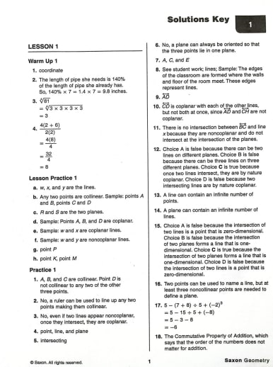 Saxon Geometry Solution Manual 2009