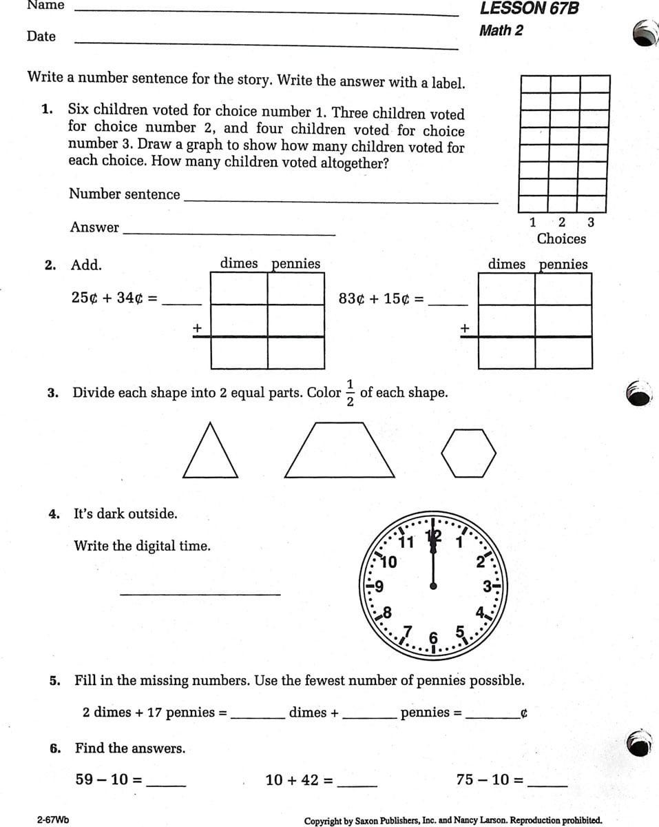 Saxon Math 2 Student Workbooks / Fact Cards